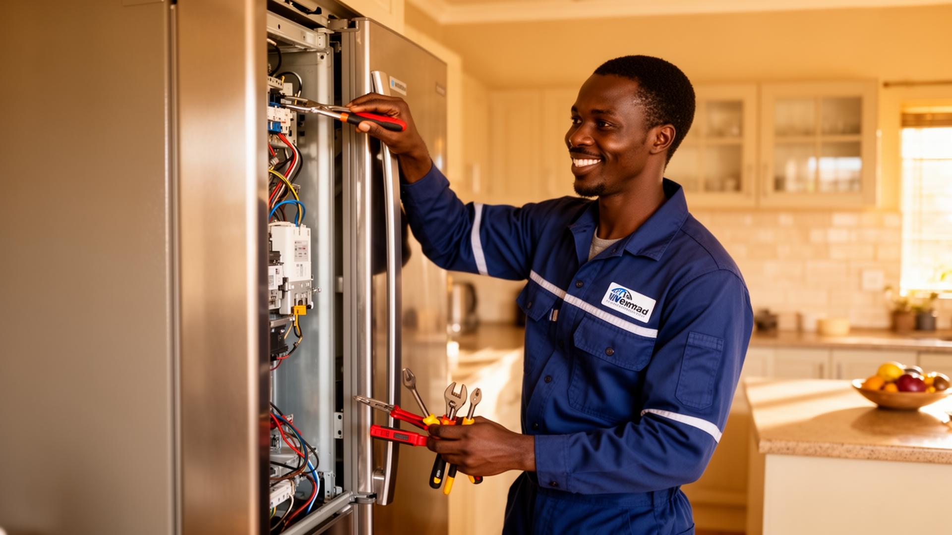 Eddywide technician repairing a refrigerator